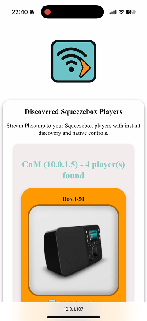 List all discovered Squeezebox players